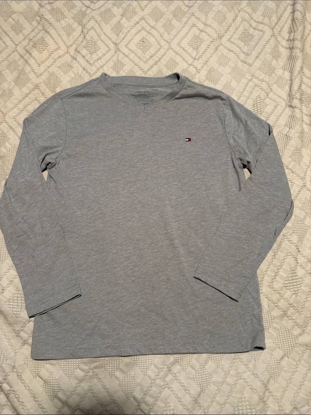 Tommy Hilfiger Light Gray Long-Sleeve V-neck Tee